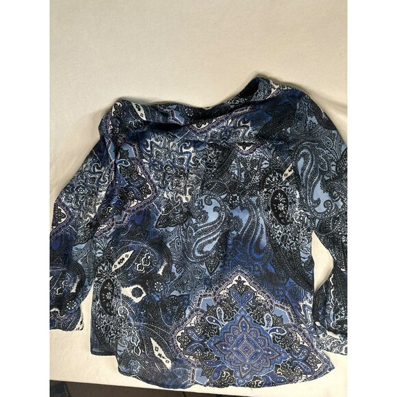 Dressbarn Womens Paisley Print Long Sleeve Blouse Size L Boho Cottage Geometric - Picture 4 of 4